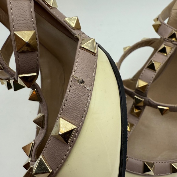 VALENTINO ROCKSTUD WHITE 100MM SLING BACK PUMPS SIZE 40.5 - Picture 4 of 9